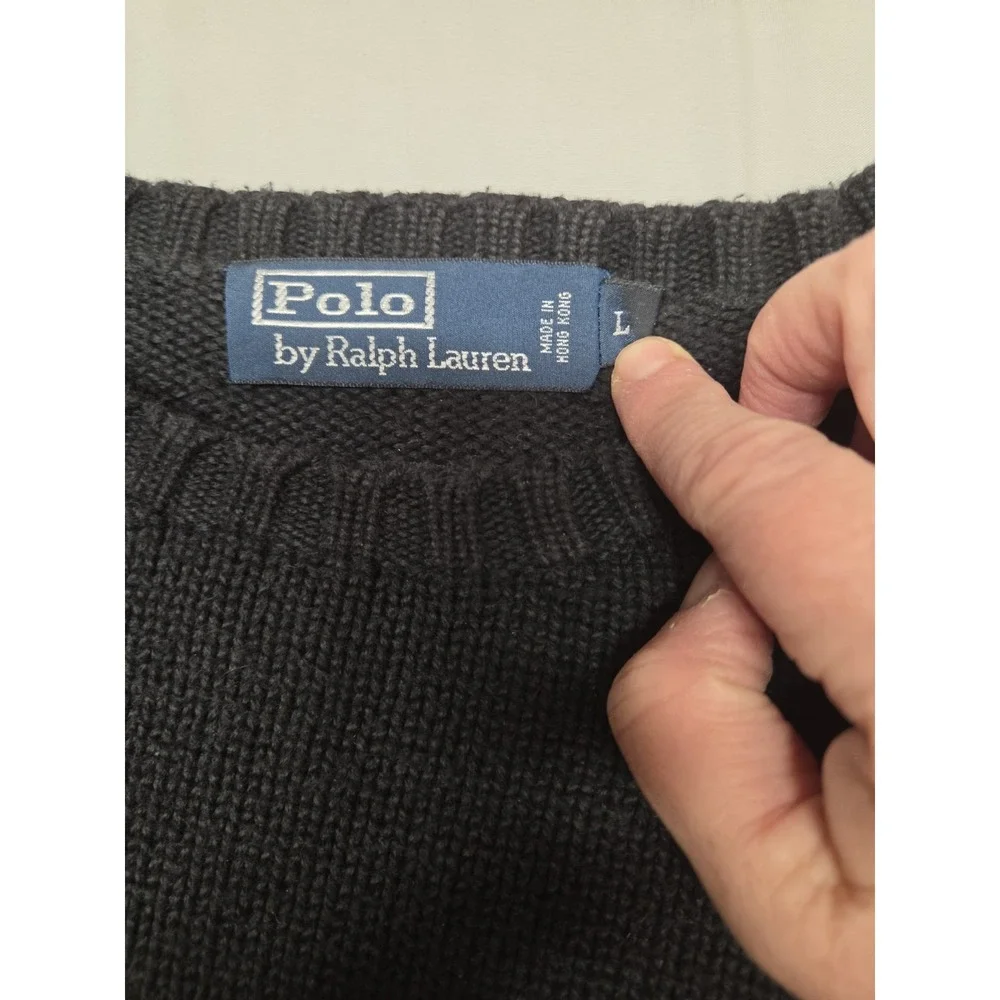 VTG Polo Ralph Lauren 100% Cotton Black Pullover Sweater Men's L